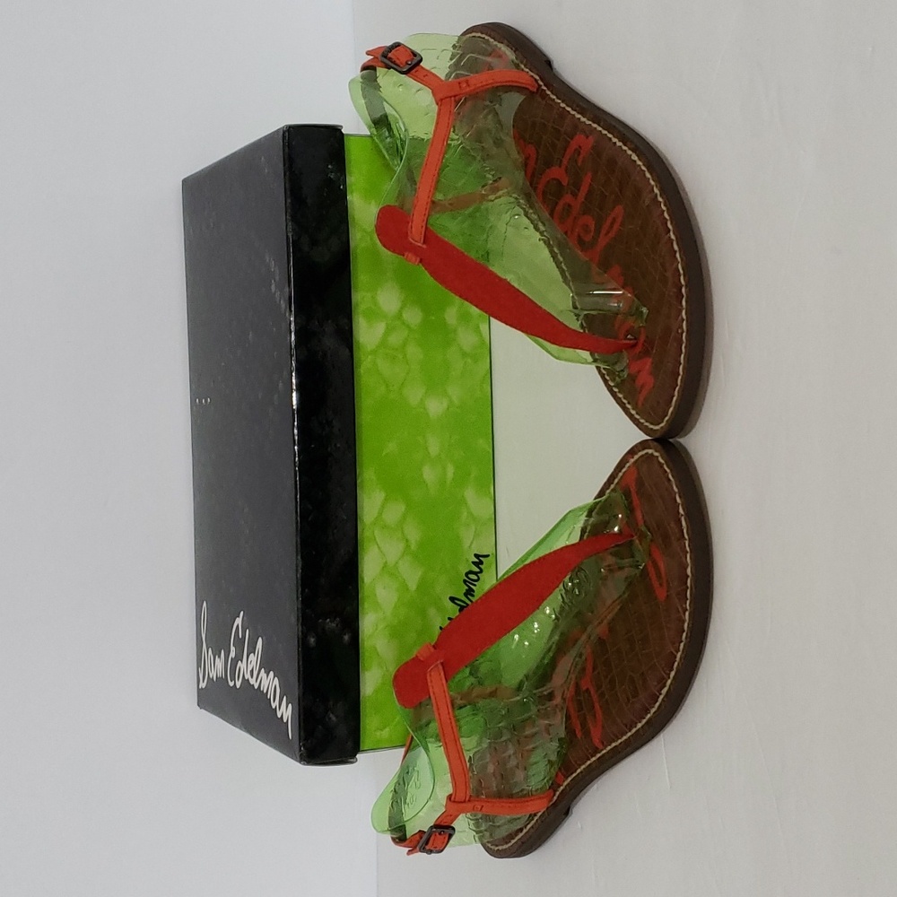 Brand New Sam Edelman Gigi Sandals Neon Red BRHM SZ 8.5M (Discontinued Color)